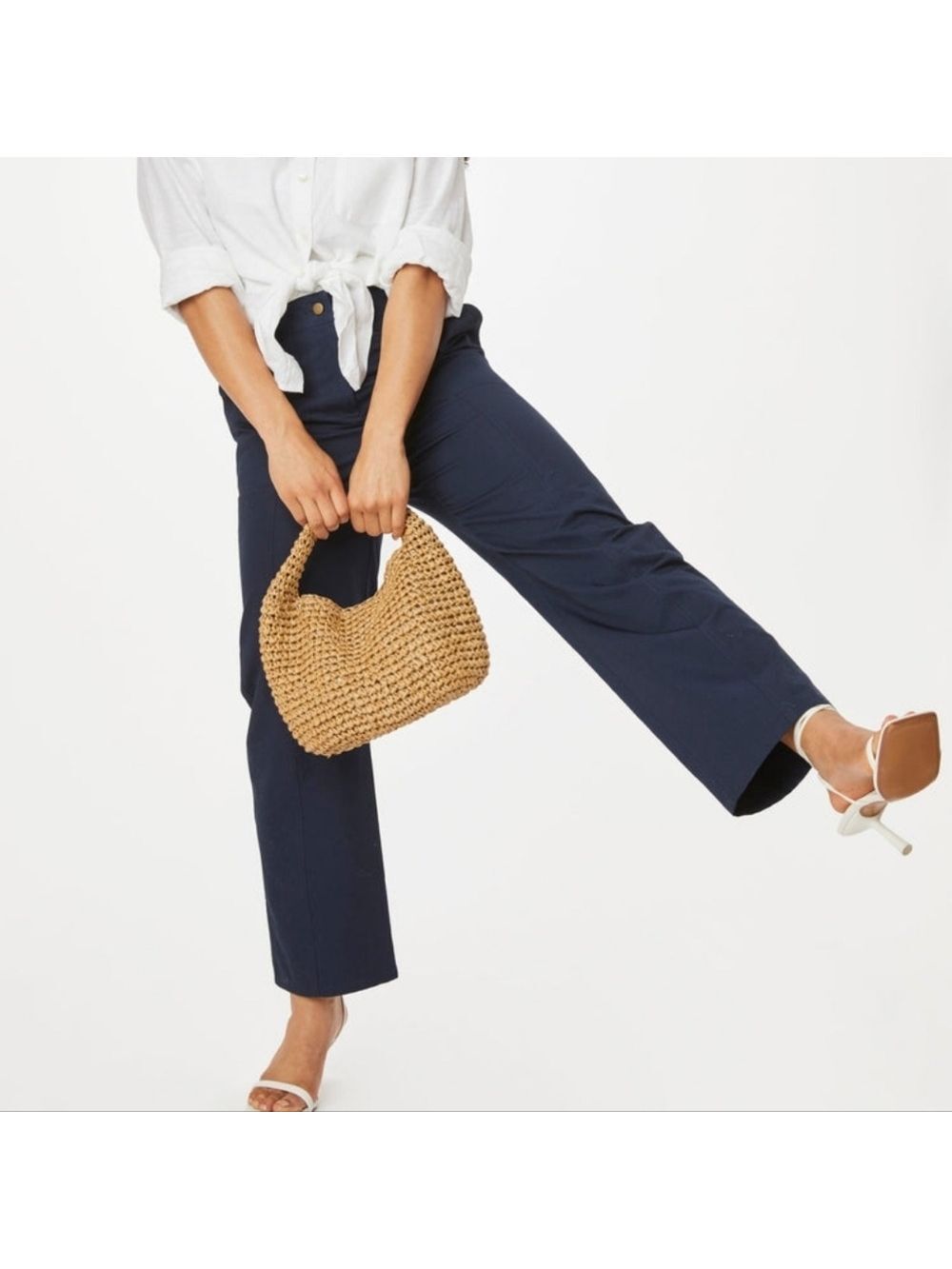 Roller Rabbit Loa Pants Navy Cotton Linen Straight Leg Women’s 10 NWT - Picture 10 of 12